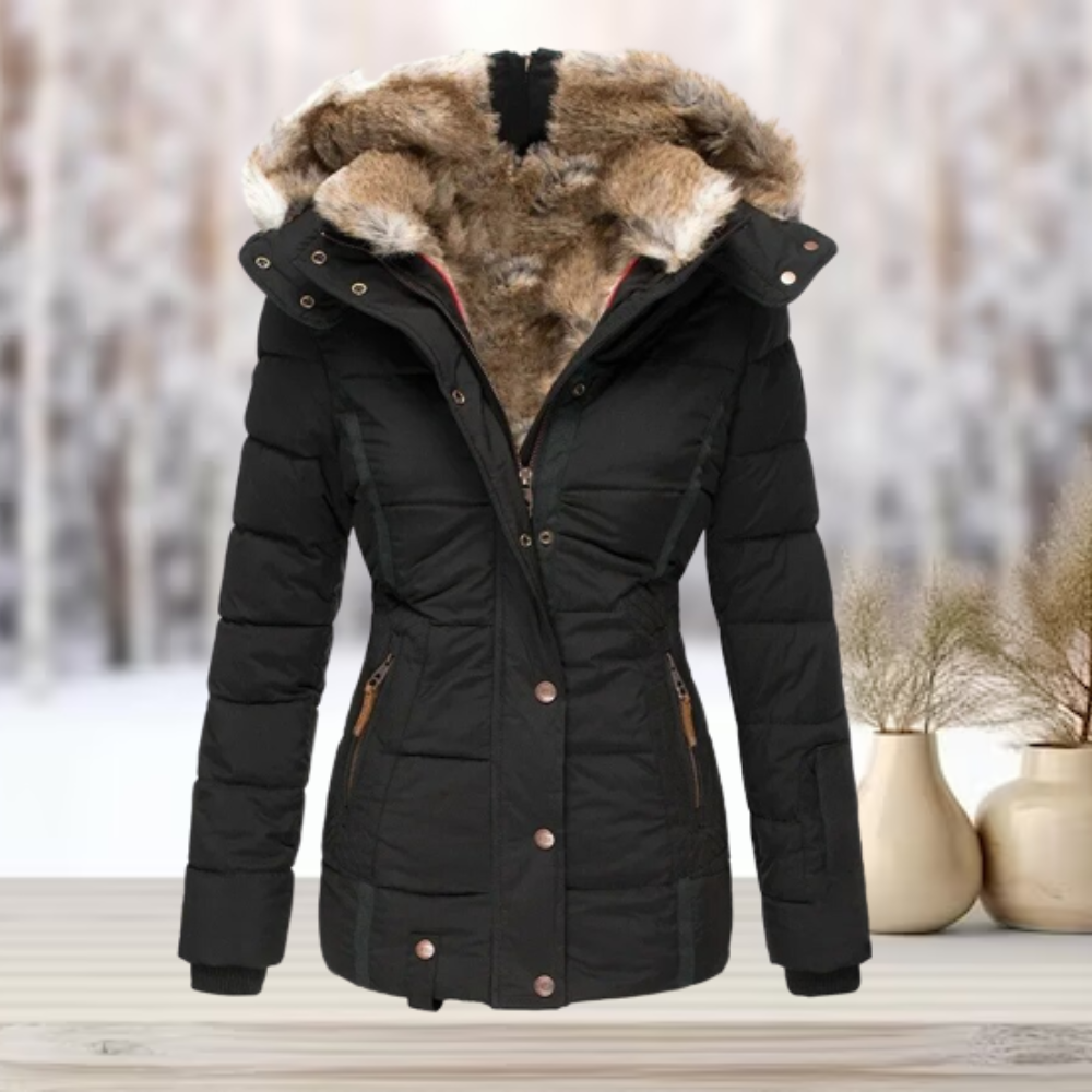 GR | Elegant winter fur jacket with hood 2024