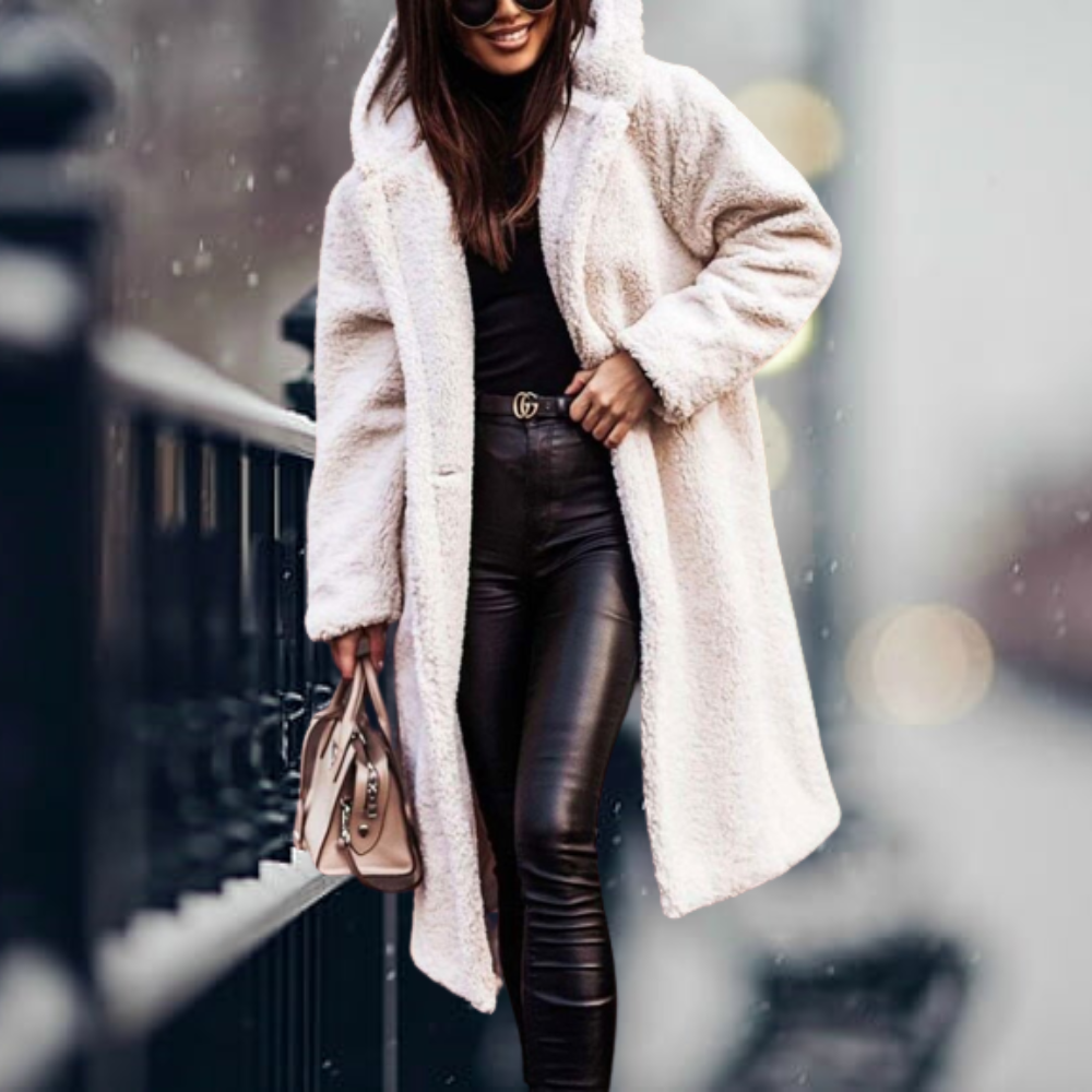 The coziest, most elegant faux fur hooded jacket