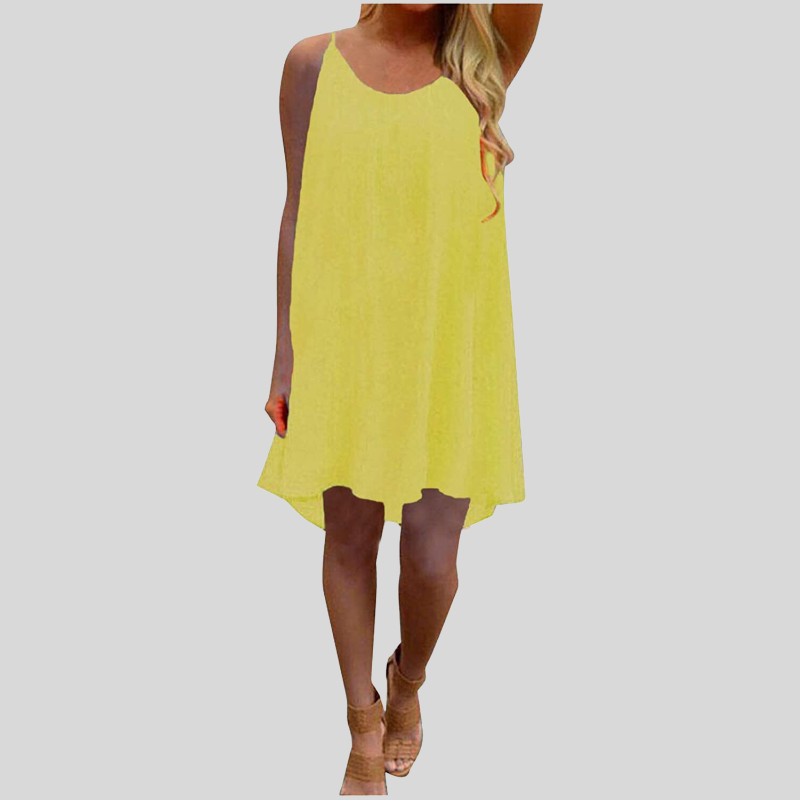GR | Sleeveless summer dress with spaghetti straps. Light and airy. Casual cut.