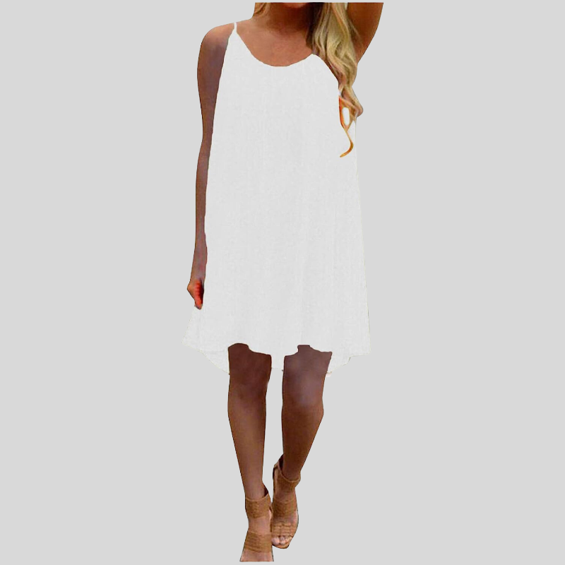 GR | Sleeveless summer dress with spaghetti straps. Light and airy. Casual cut.