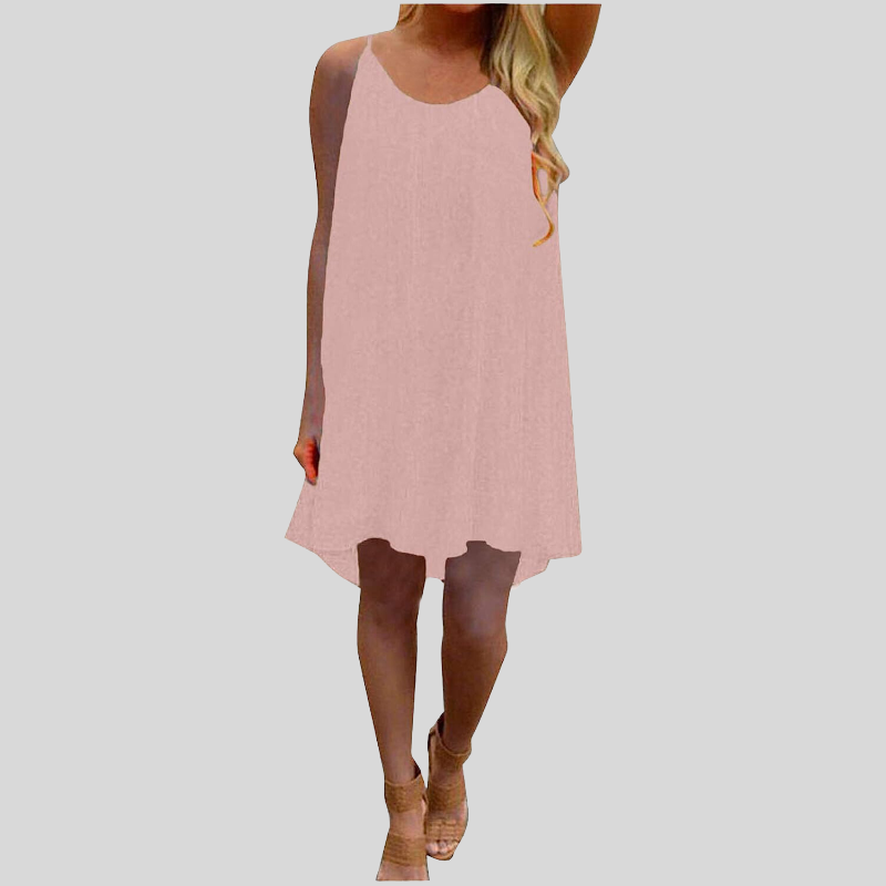 GR | Sleeveless summer dress with spaghetti straps. Light and airy. Casual cut.