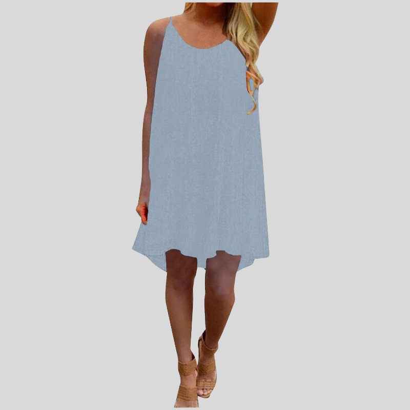 GR | Sleeveless summer dress with spaghetti straps. Light and airy. Casual cut.