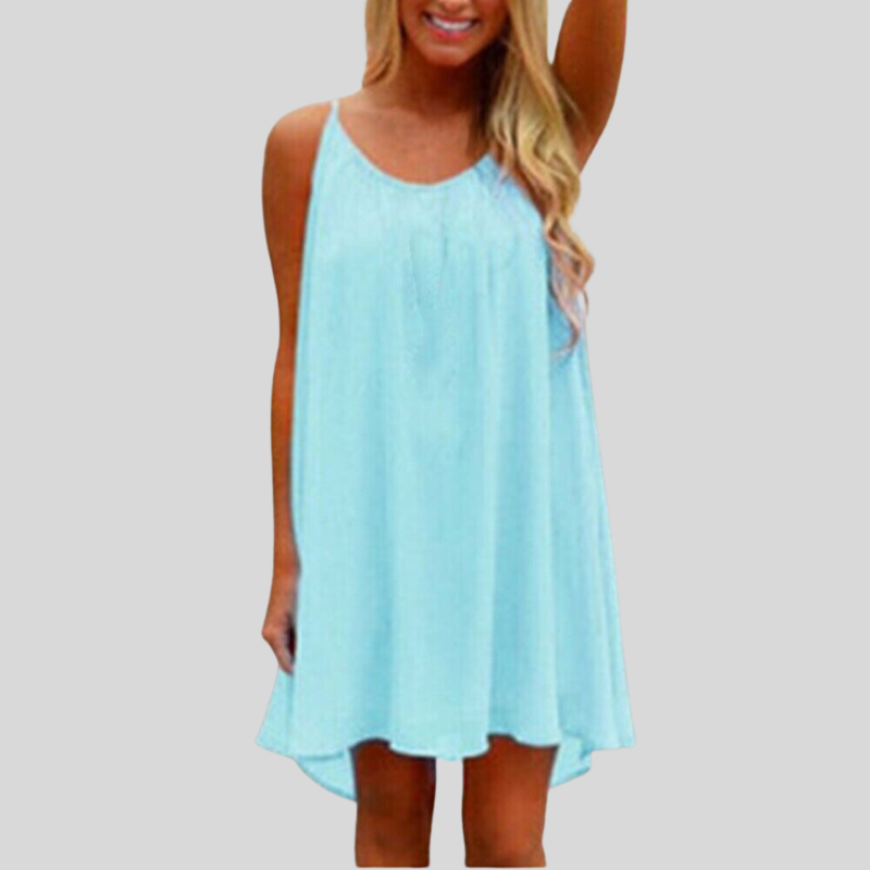 GR | Sleeveless summer dress with spaghetti straps. Light and airy. Casual cut.