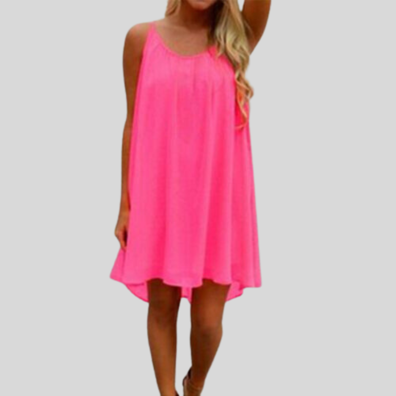 GR | Sleeveless summer dress with spaghetti straps. Light and airy. Casual cut.
