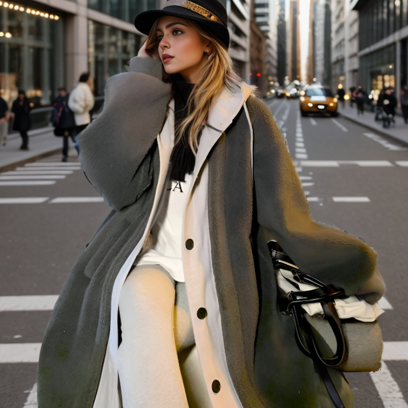 GR - Women's Color-Block Teddy Coat