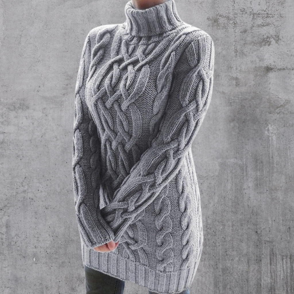 GR | Stilvoller Warmer Langer Rollkragenpullover