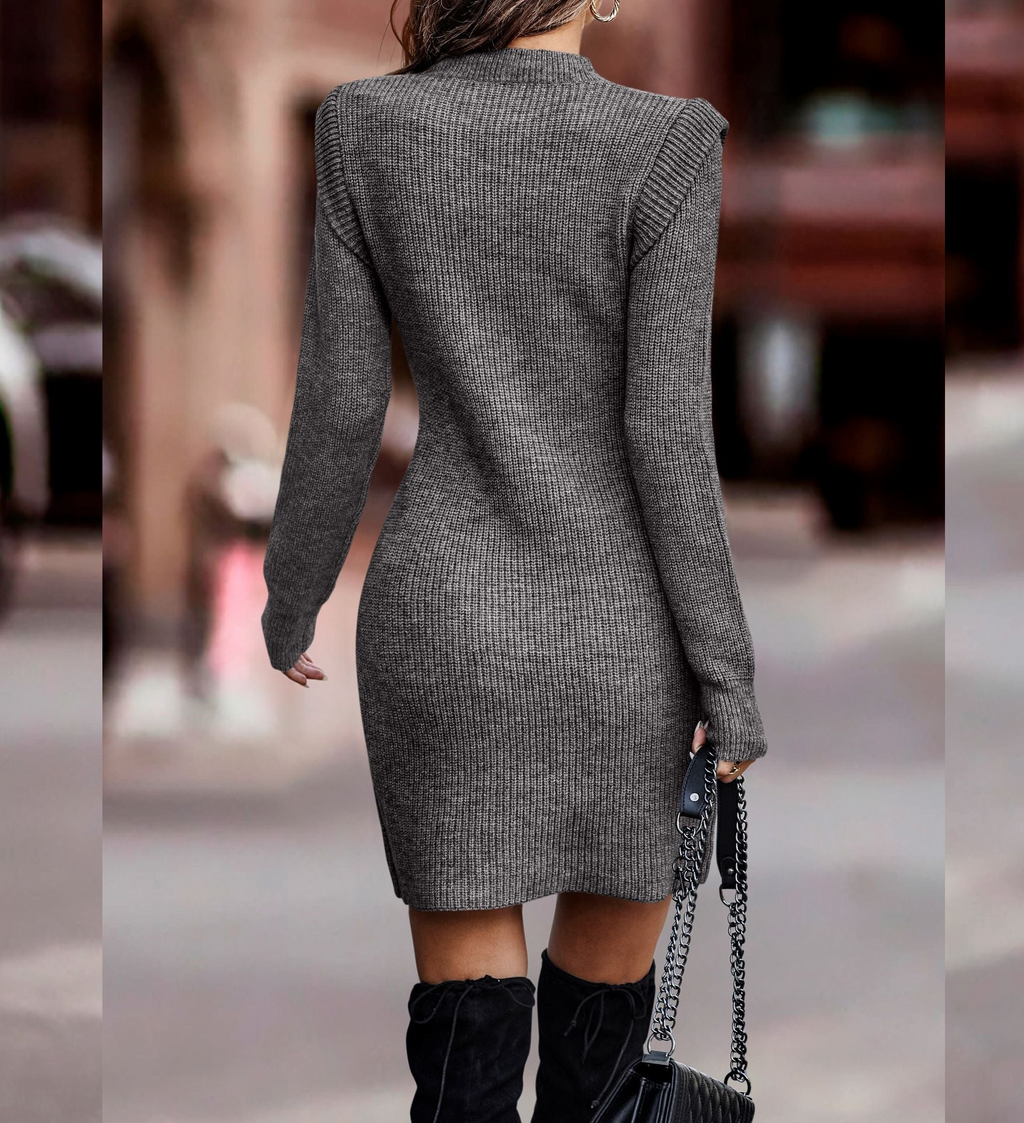 GR | Knit dress - elegant women's fitted sweater dress