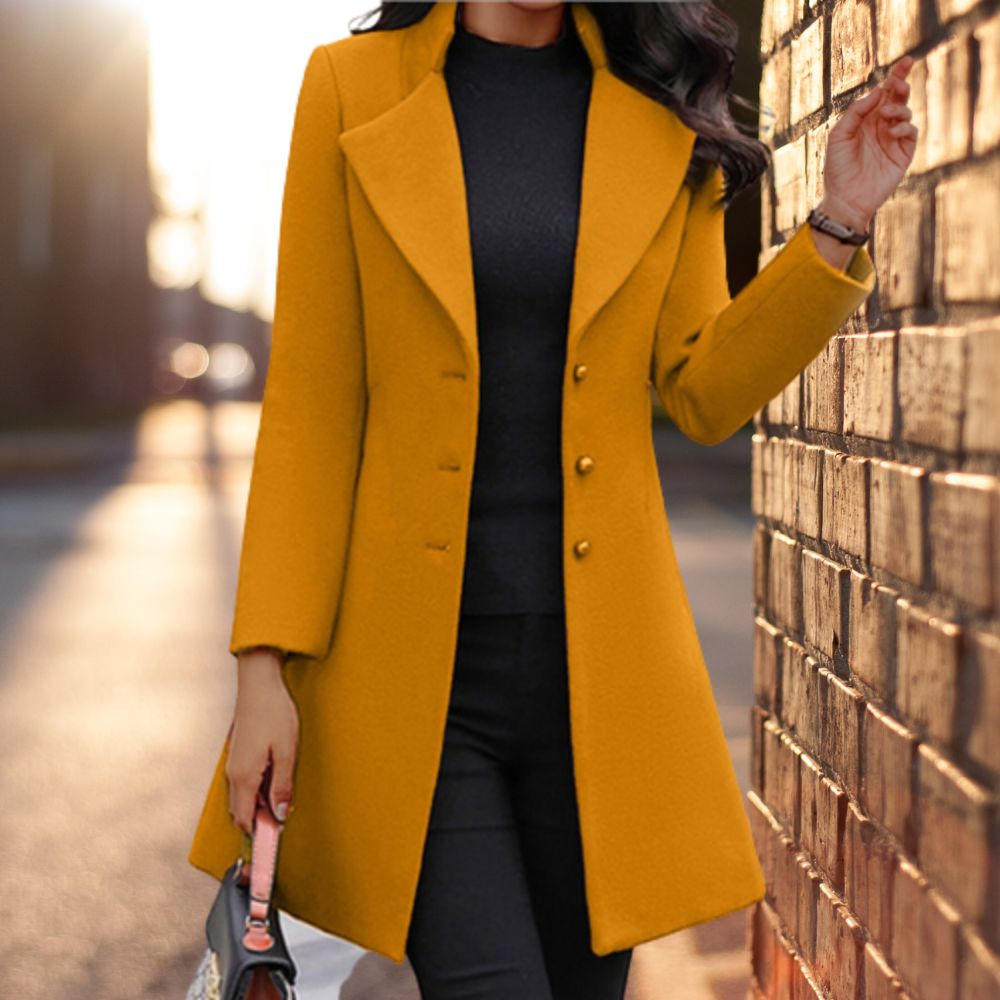 GR - Elegant solid long jacket coat