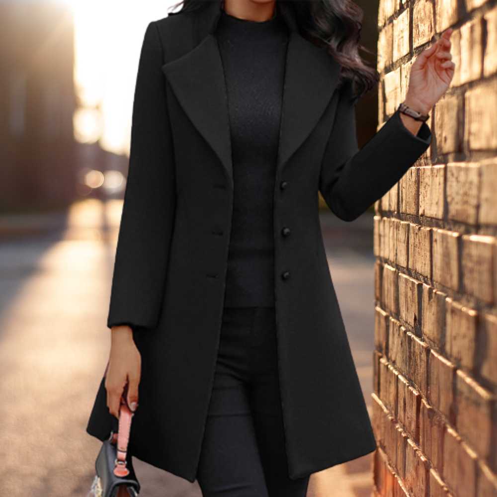 GR - Elegant solid long jacket coat