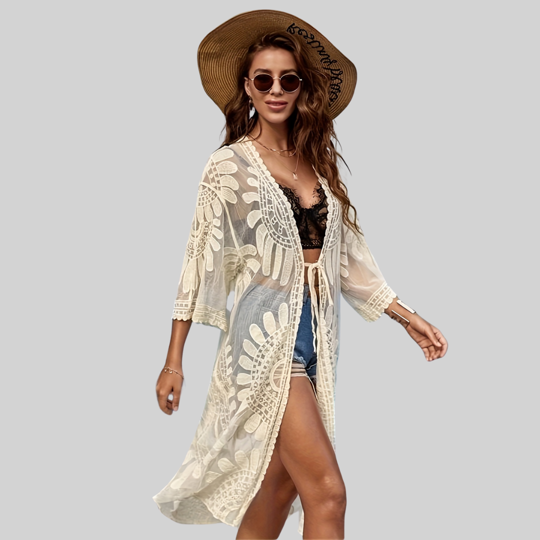 GR Mesh Wrap – Boho – V-Neck Embroidered