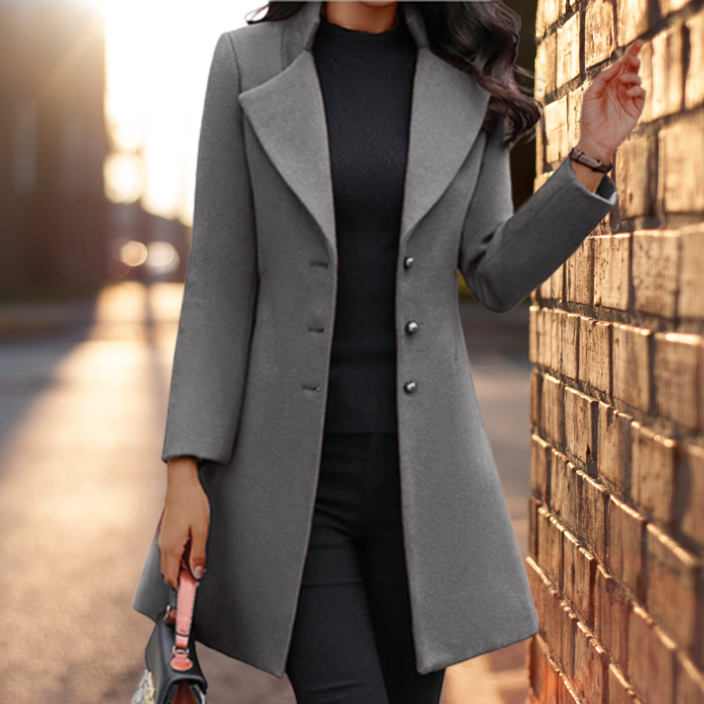 GR - Elegant solid long jacket coat