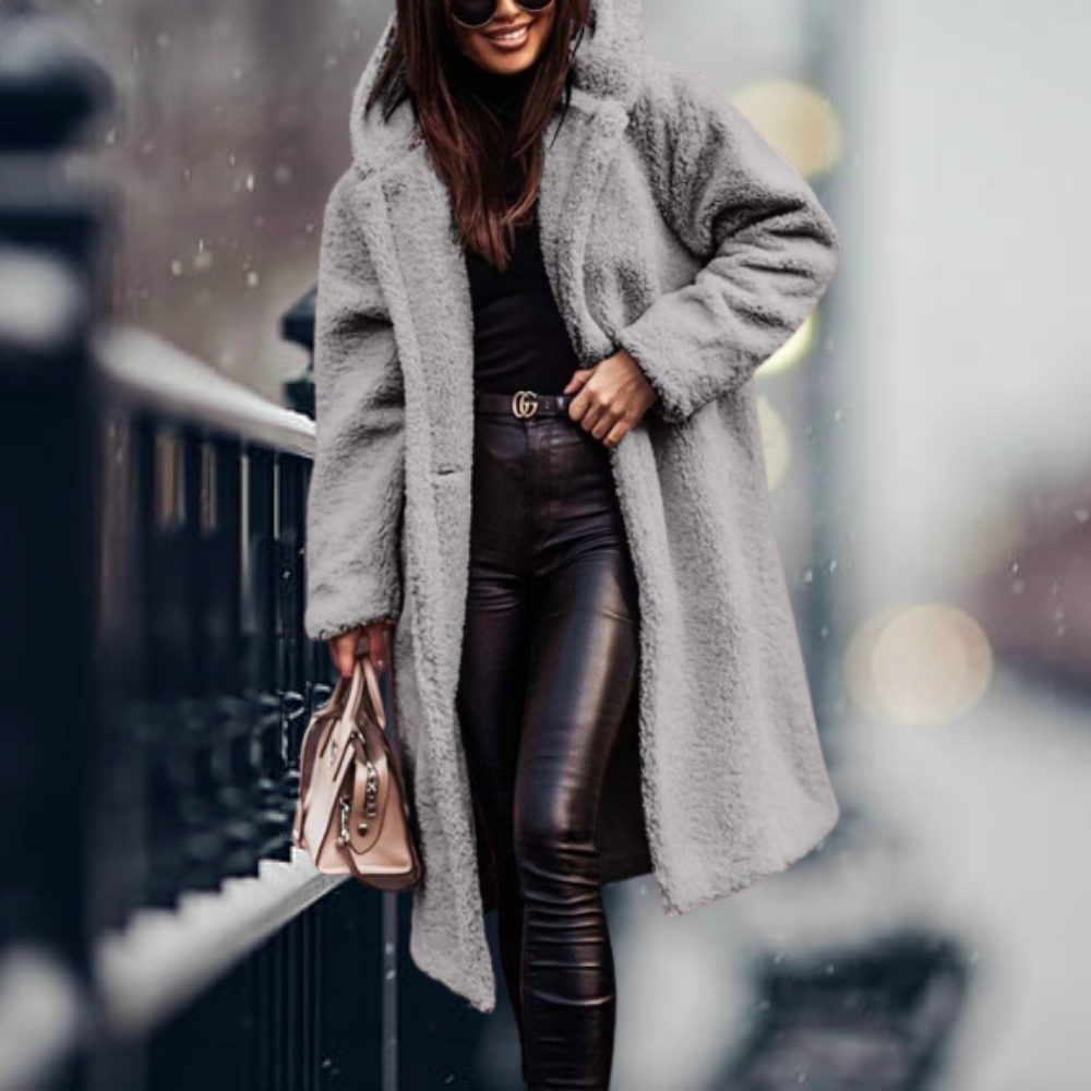GR - Women's cozy long teddy coat