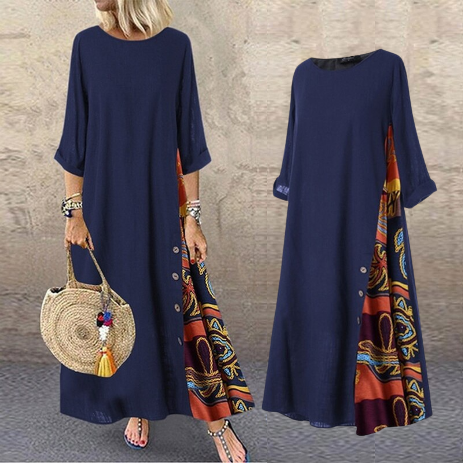 GR | Sommerkleid Aus Baumwolle Und Leinen