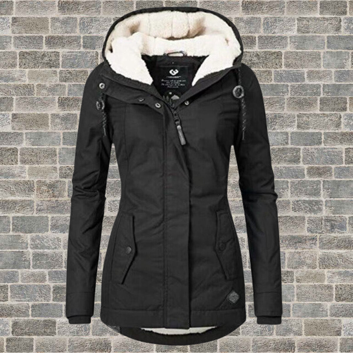 New pleated cotton coat with lambswool hood