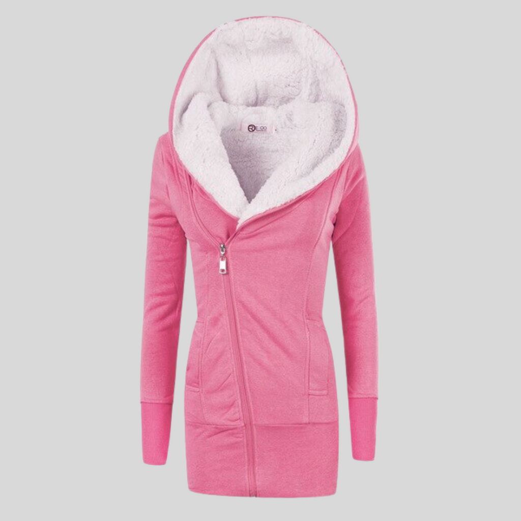 Fleece-Strickjacke mit Kapuze