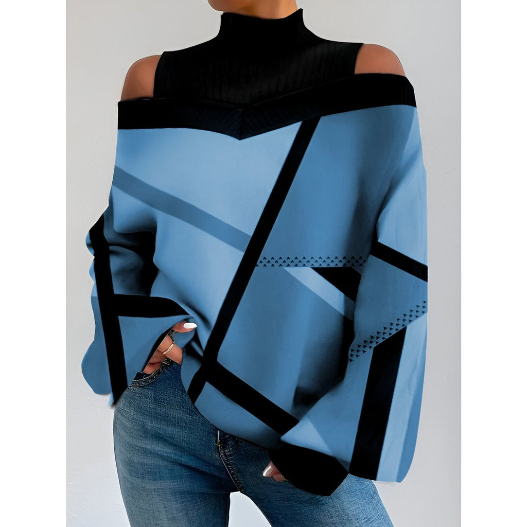 GR | Sexy plaid T-shirt with off-the-shoulder sleeves