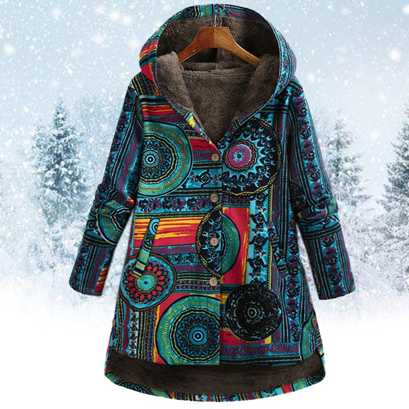 Printed jacket with hood