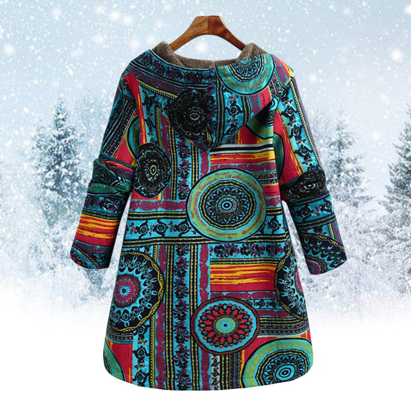 Printed jacket with hood