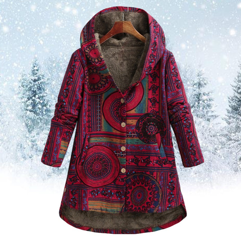Printed jacket with hood