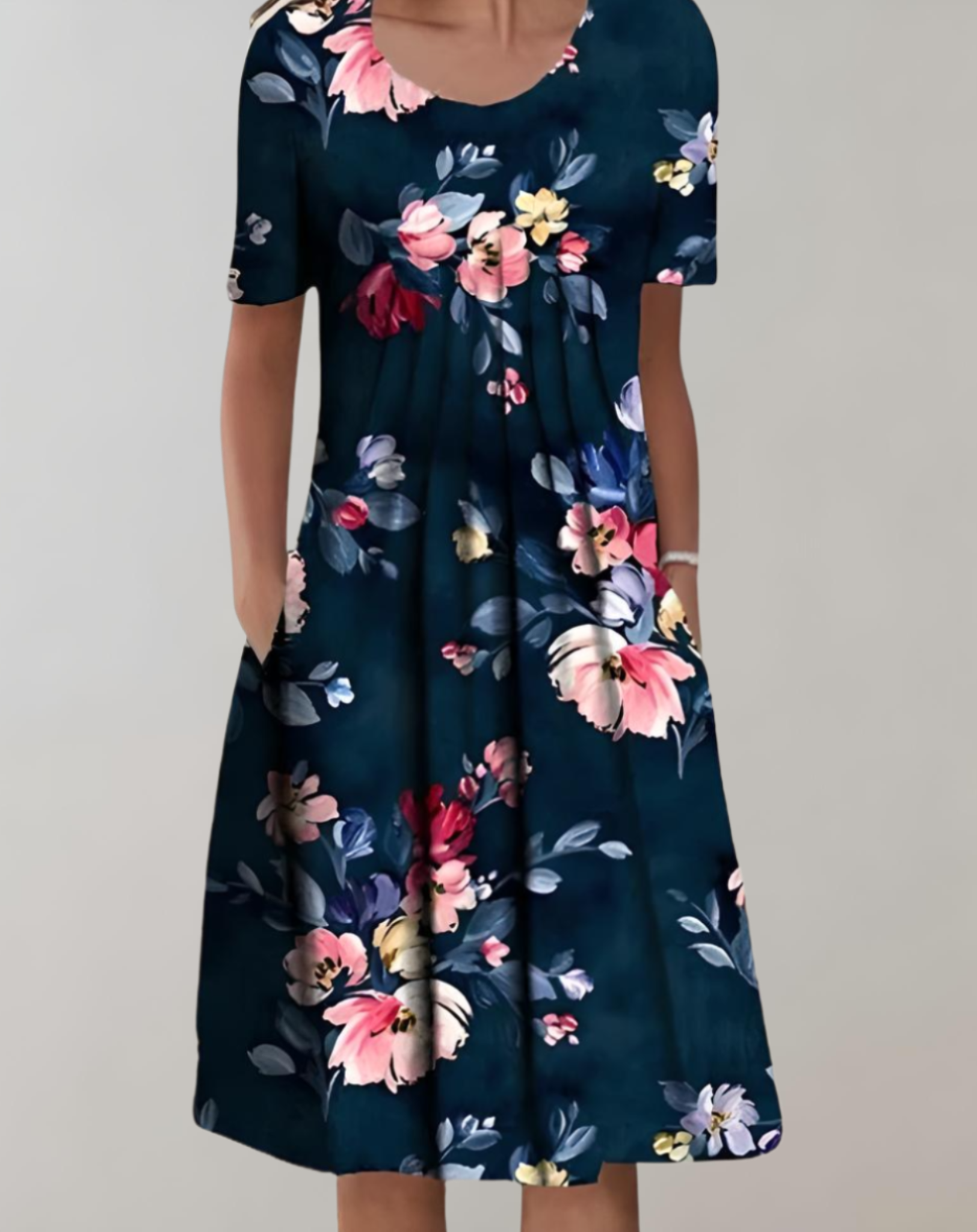 GR | Summer dress V-neck floral pattern lightweight casual dress