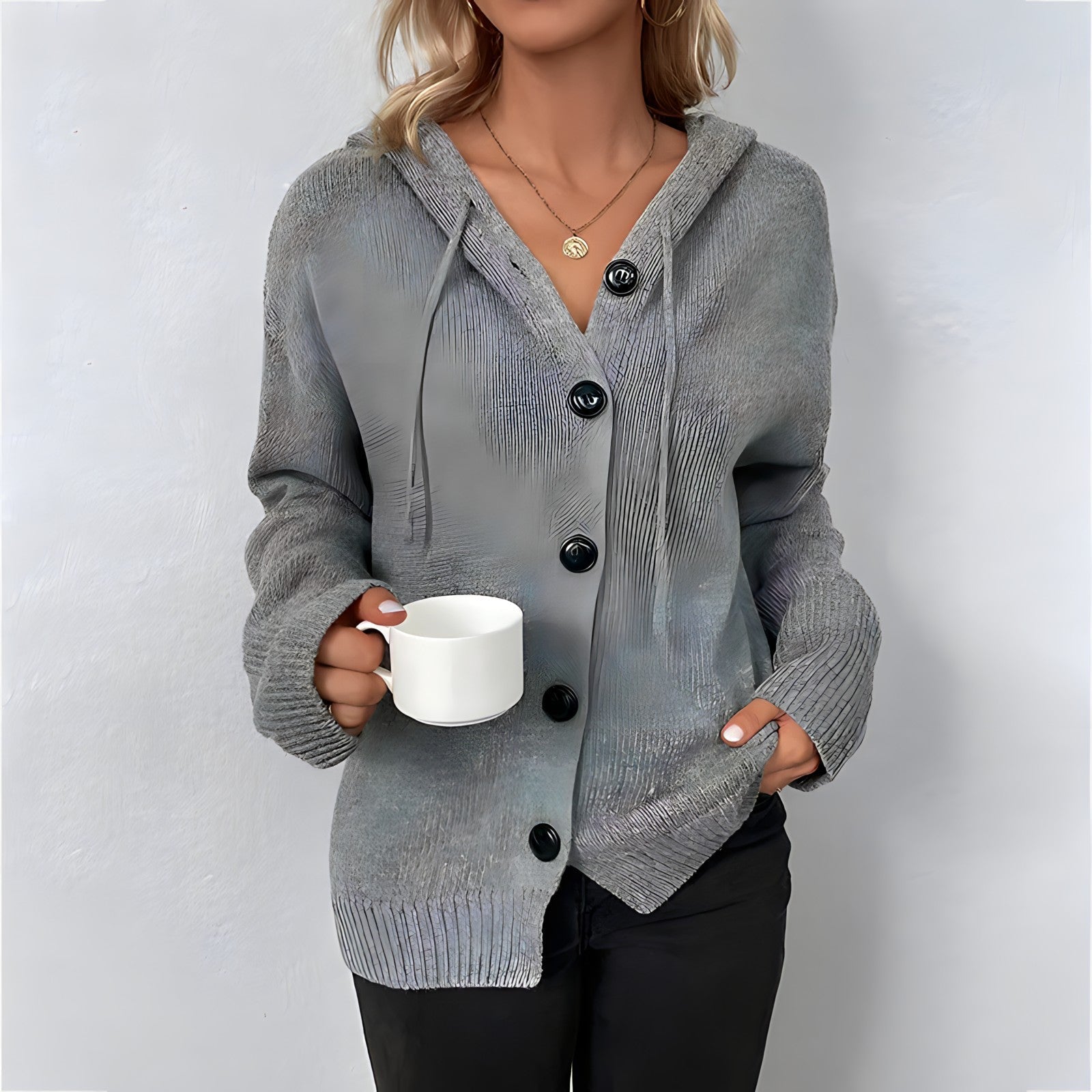 GR Strickjacke | Elegante bequeme Strickjacke mit Kapuze