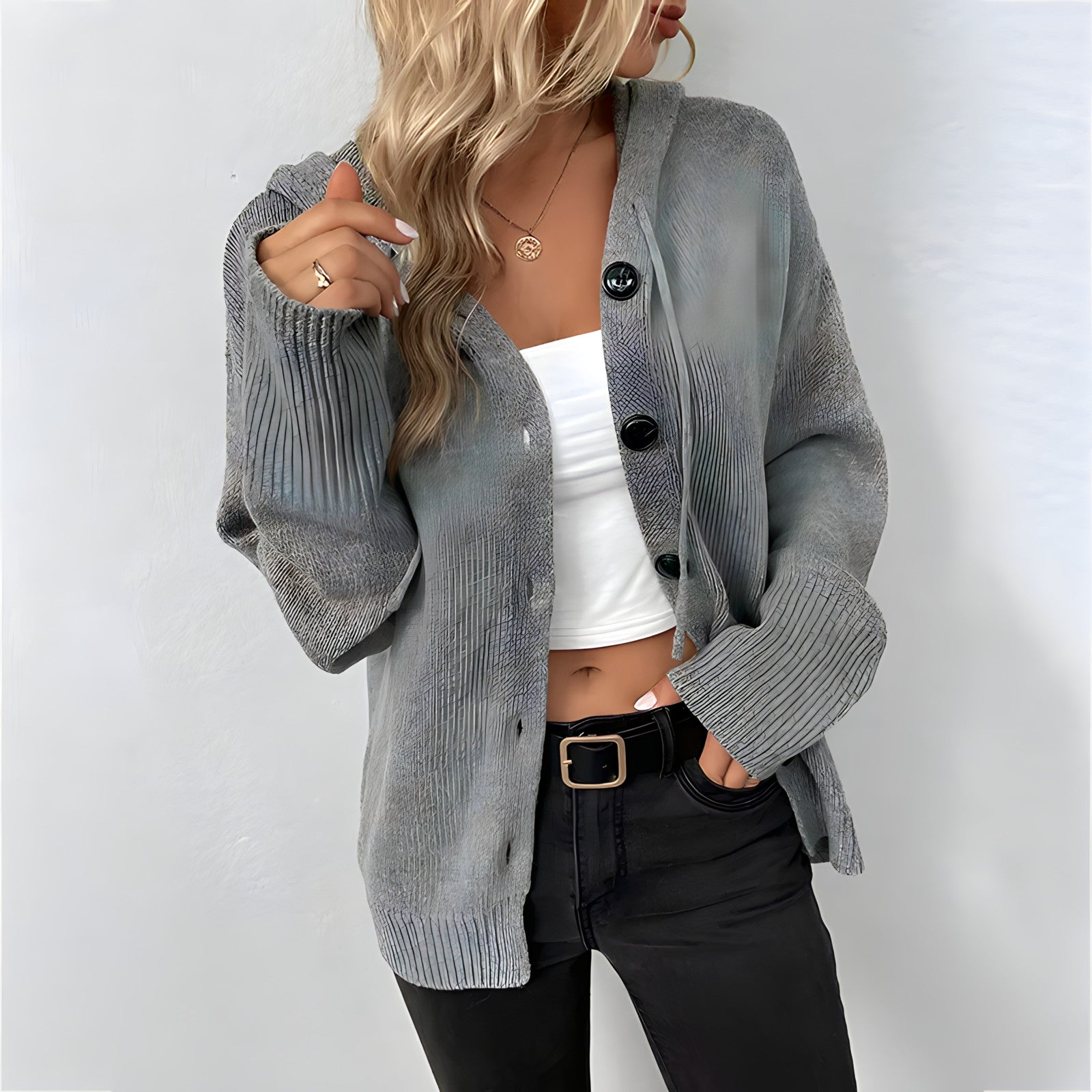 GR Strickjacke | Elegante bequeme Strickjacke mit Kapuze