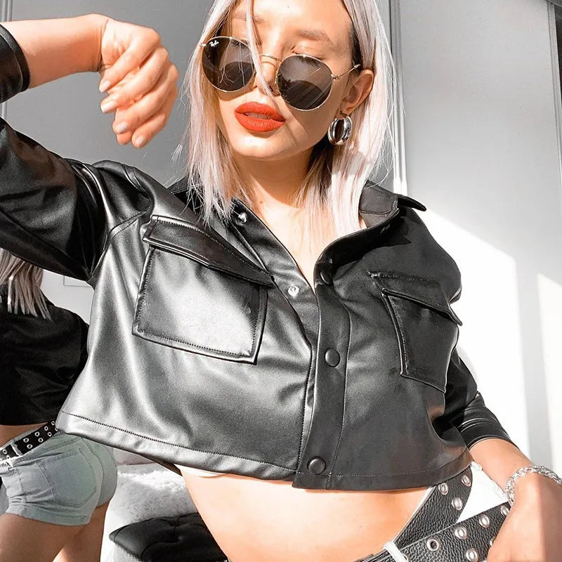 GR | Leather jacket with hood