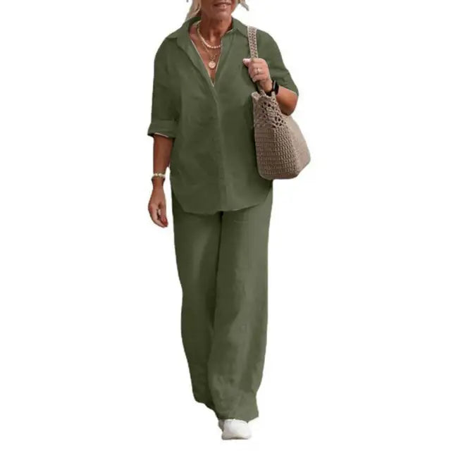 Elegant linen two-piece suit