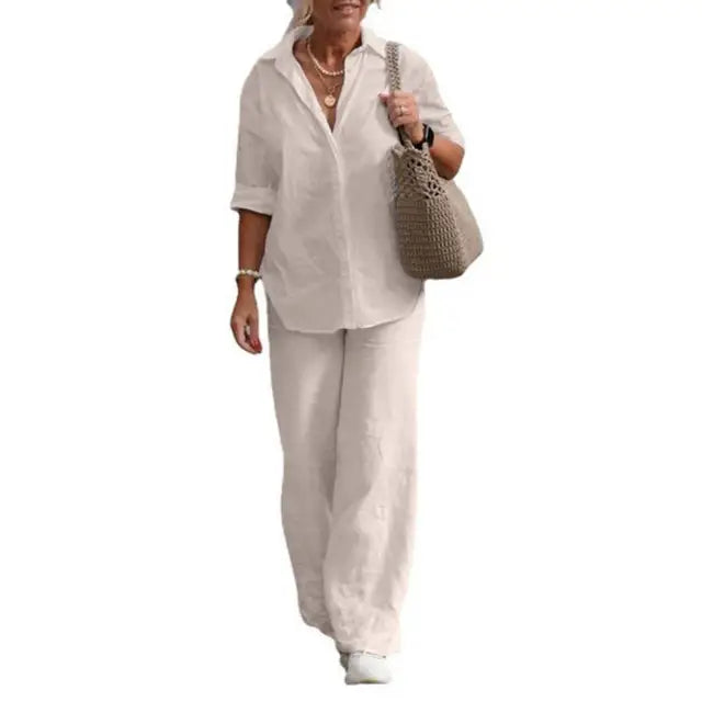 Elegant linen two-piece suit
