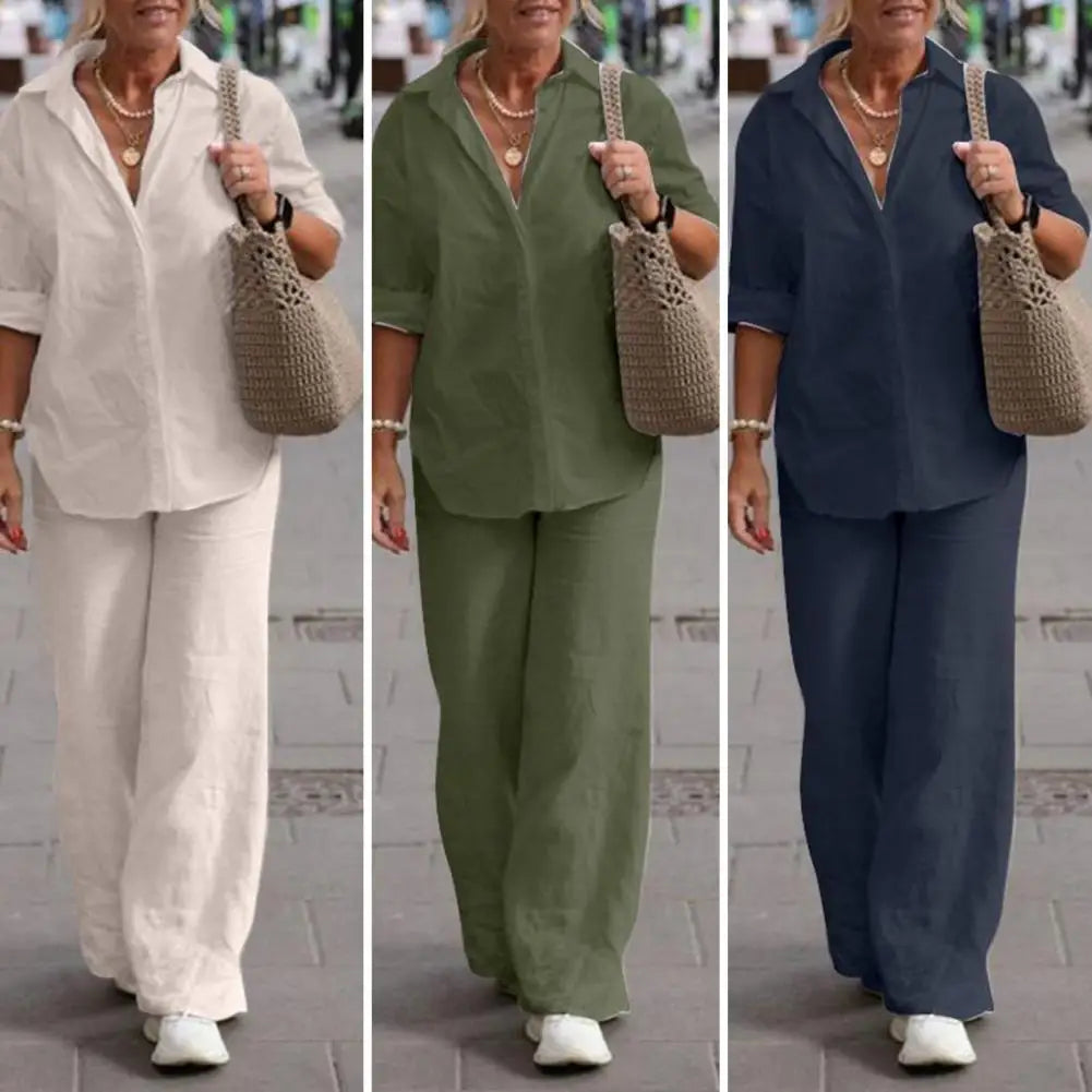 Elegant linen two-piece suit