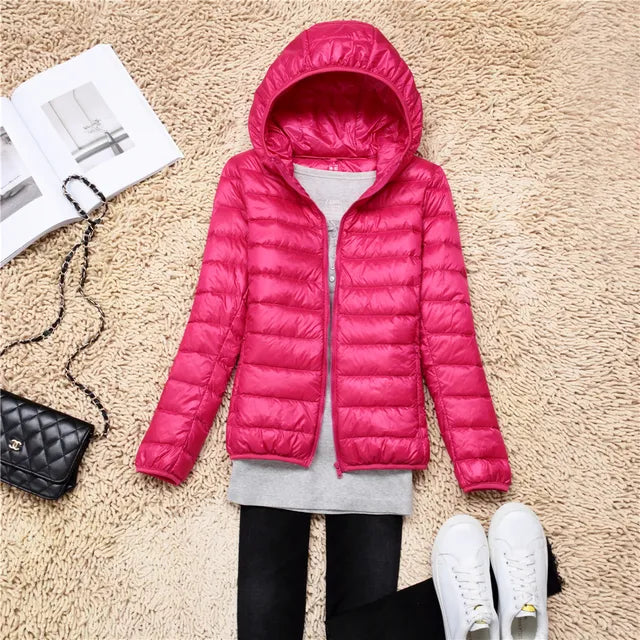 Polina | The new ultra-lightweight, packable down coats with hood