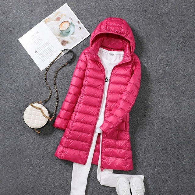 Ultralight, packable, long buffer jacket