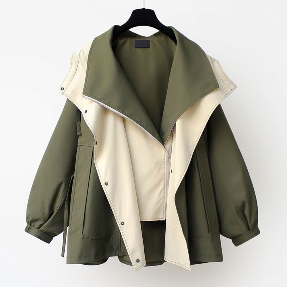 GR | Mid-length, fitted women's windbreaker with hood and zipper