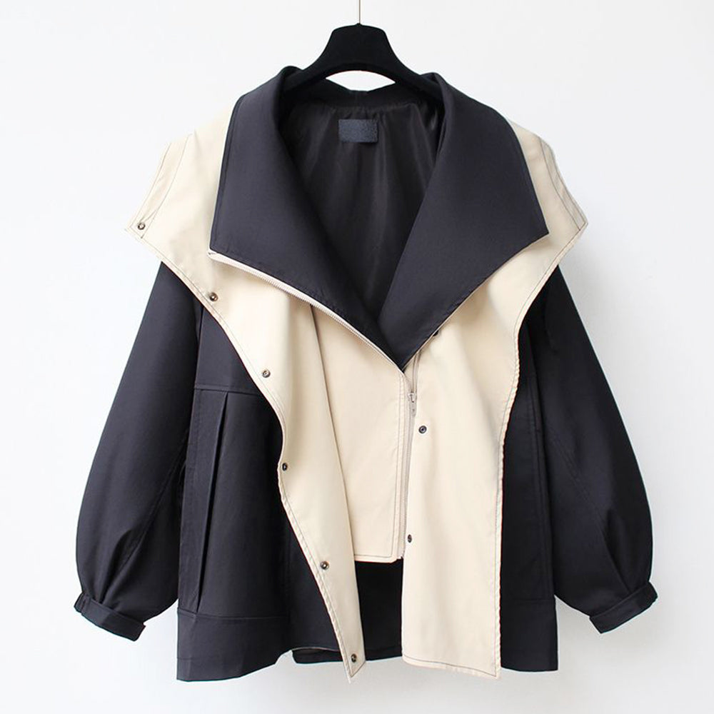 GR | Mid-length, fitted women's windbreaker with hood and zipper