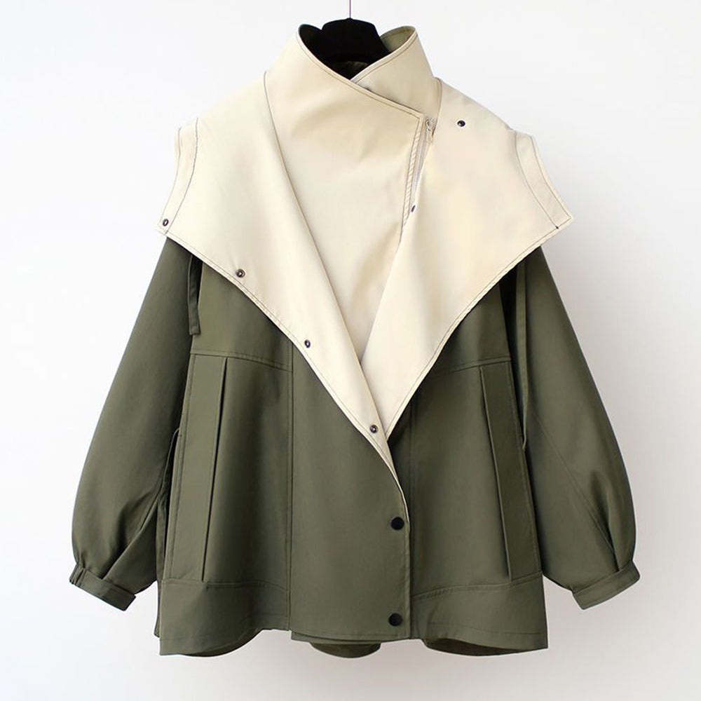 GR | Mid-length, fitted women's windbreaker with hood and zipper