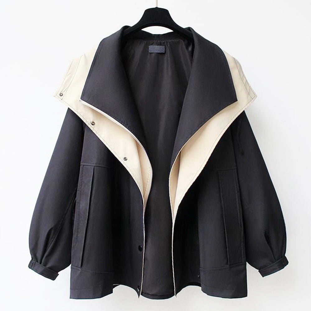GR | Mid-length, fitted women's windbreaker with hood and zipper