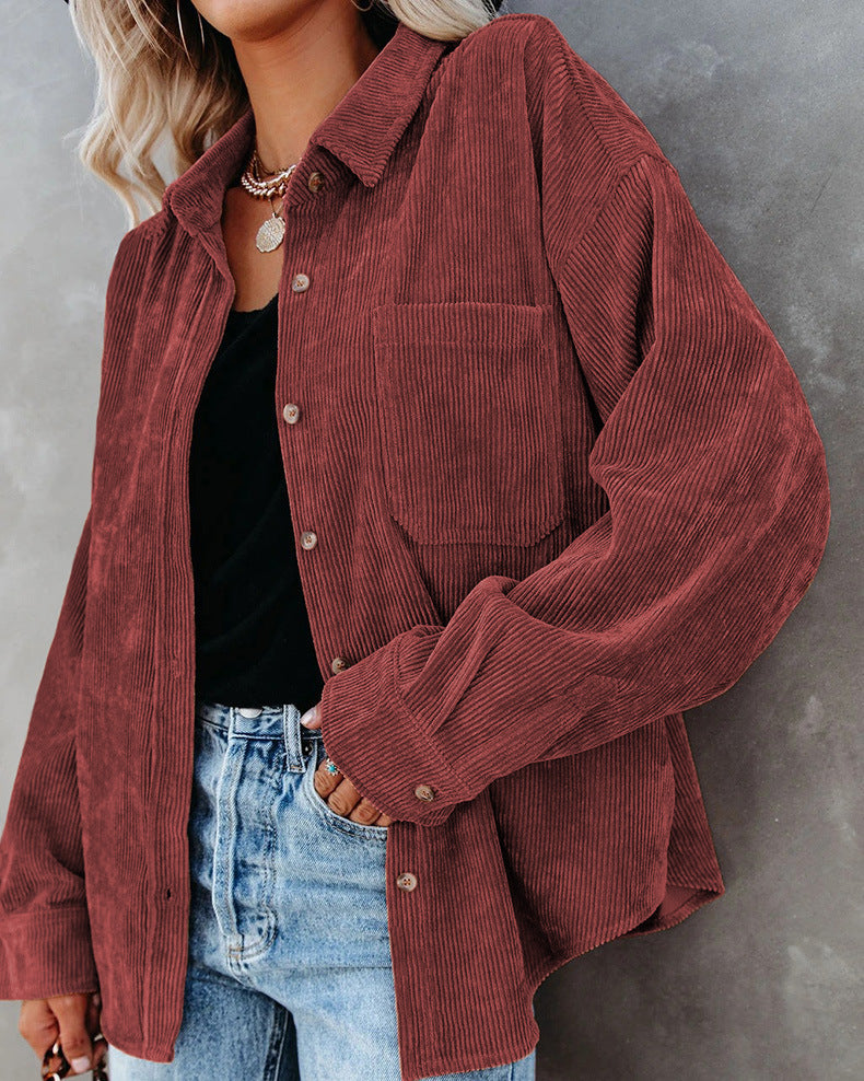 GR - Women's oversized corduroy shirt for casual chic