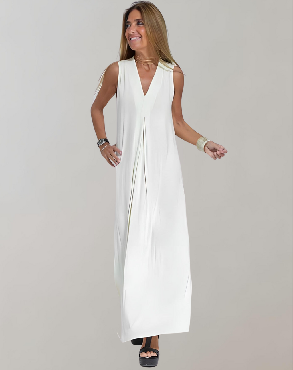 GR – Schlankmachendes Kleid mit V-Ausschnitt