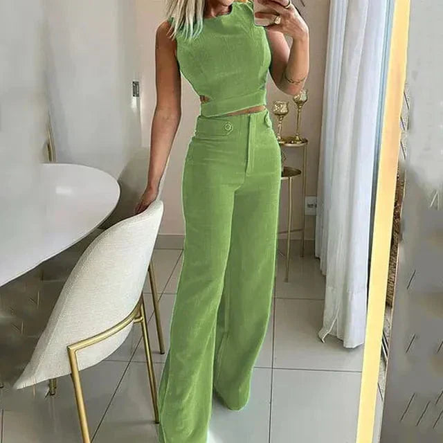 GR | Set of Sleeveless Top and High-Waisted Trousers