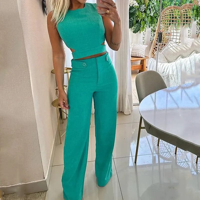 GR | Set of Sleeveless Top and High-Waisted Trousers