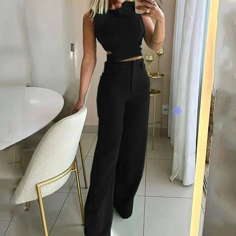 GR | Set of Sleeveless Top and High-Waisted Trousers