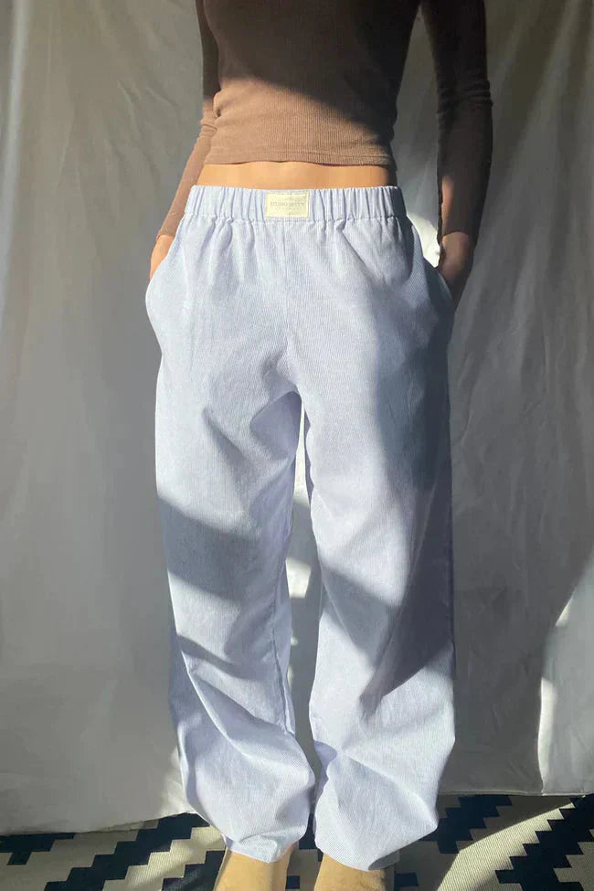 GR | Low Rise Trousers with Elastic Waist and Low Waist - Women's Trousers