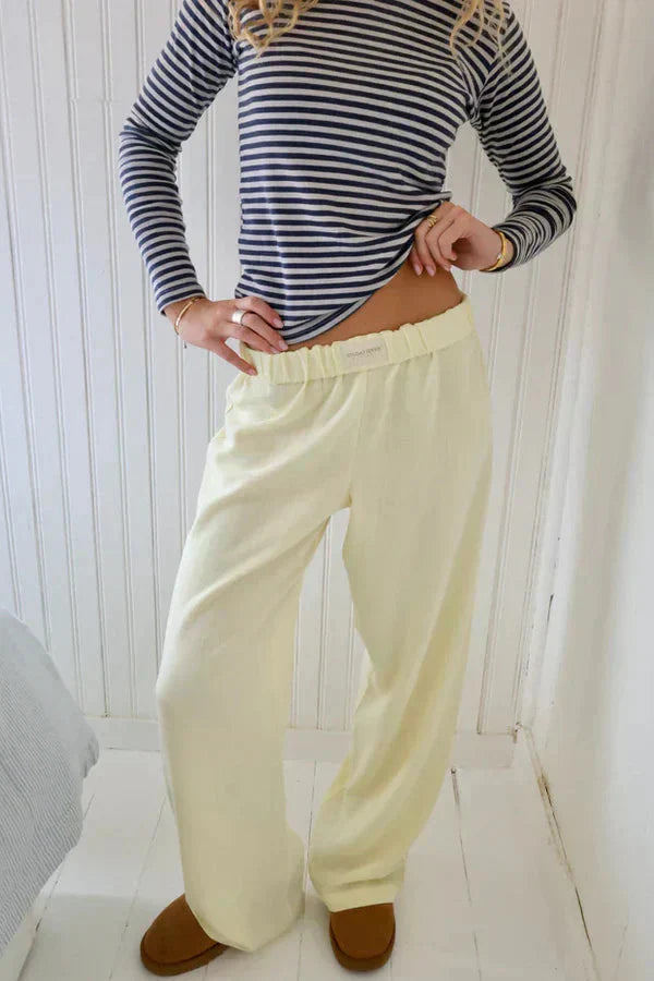 GR | Low Rise Trousers with Elastic Waist and Low Waist - Women's Trousers