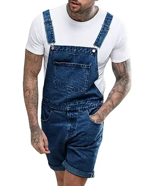GR | Casual denim jumpsuit with adjustable straps and pockets