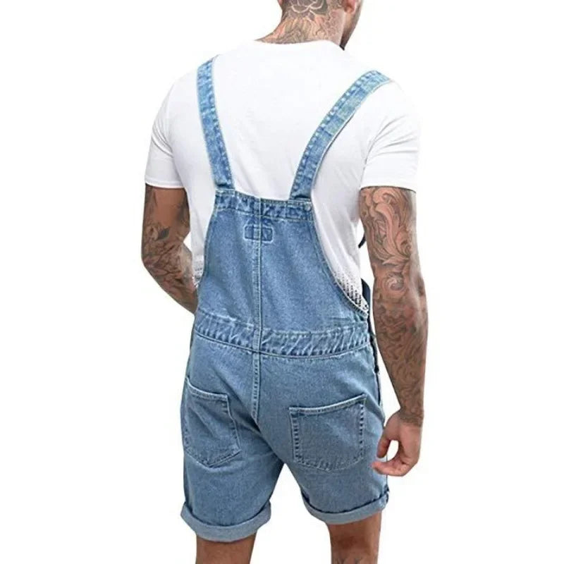 GR | Casual denim jumpsuit with adjustable straps and pockets