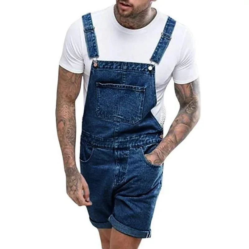 GR | Casual denim jumpsuit with adjustable straps and pockets