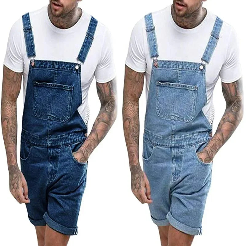 GR | Casual denim jumpsuit with adjustable straps and pockets