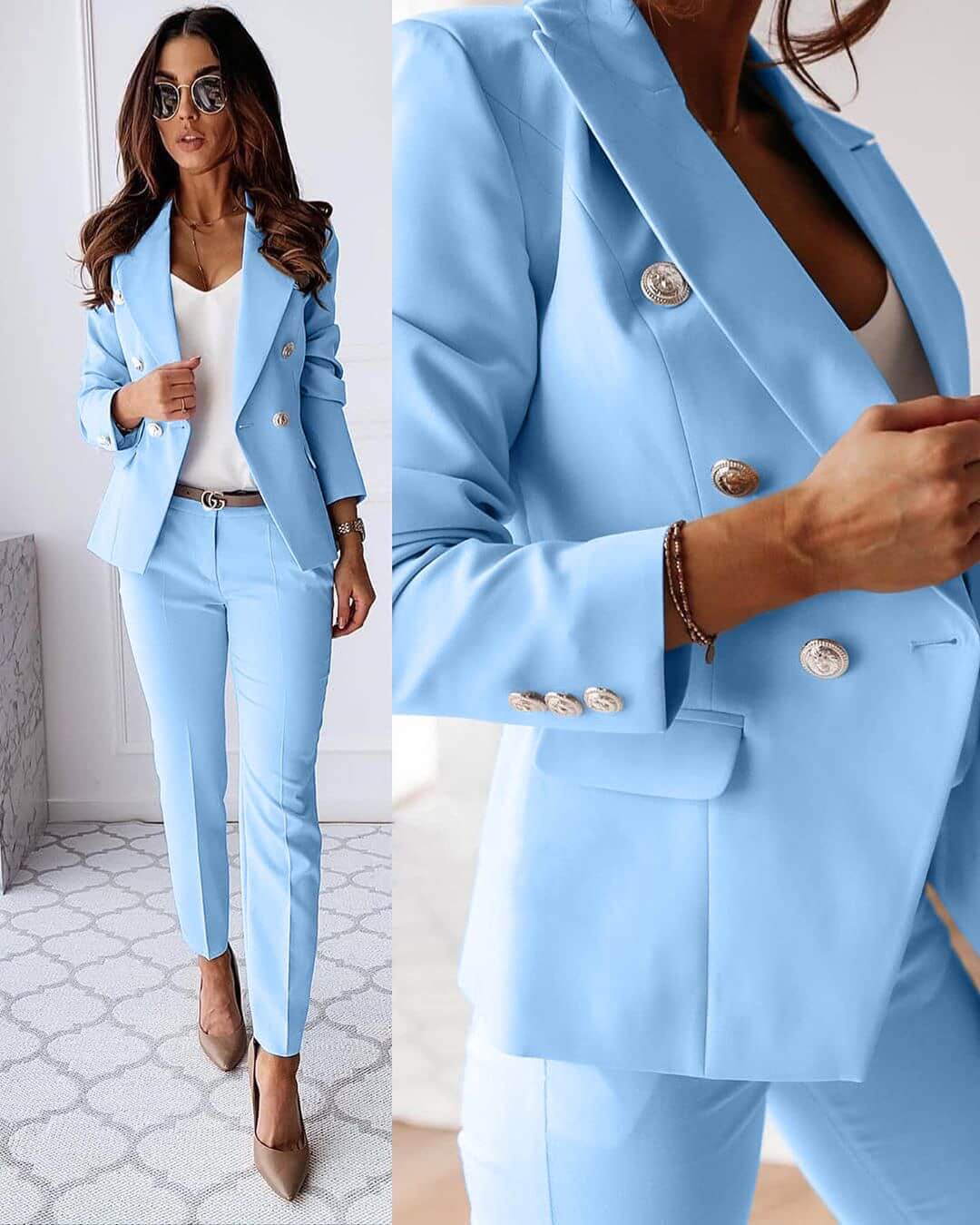 GR | Elegant trouser suit with jacket & trousers