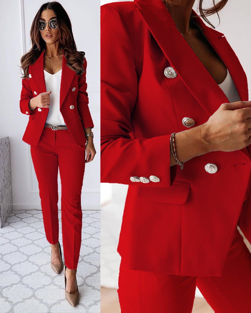 GR | Elegant trouser suit with jacket & trousers