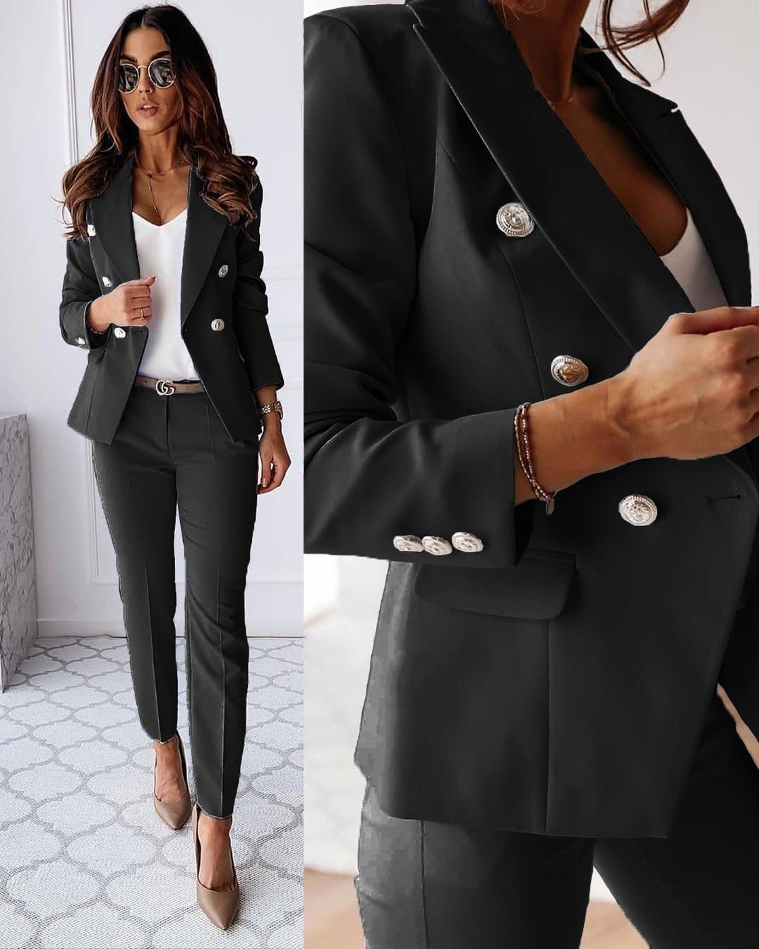 GR | Elegant trouser suit with jacket & trousers